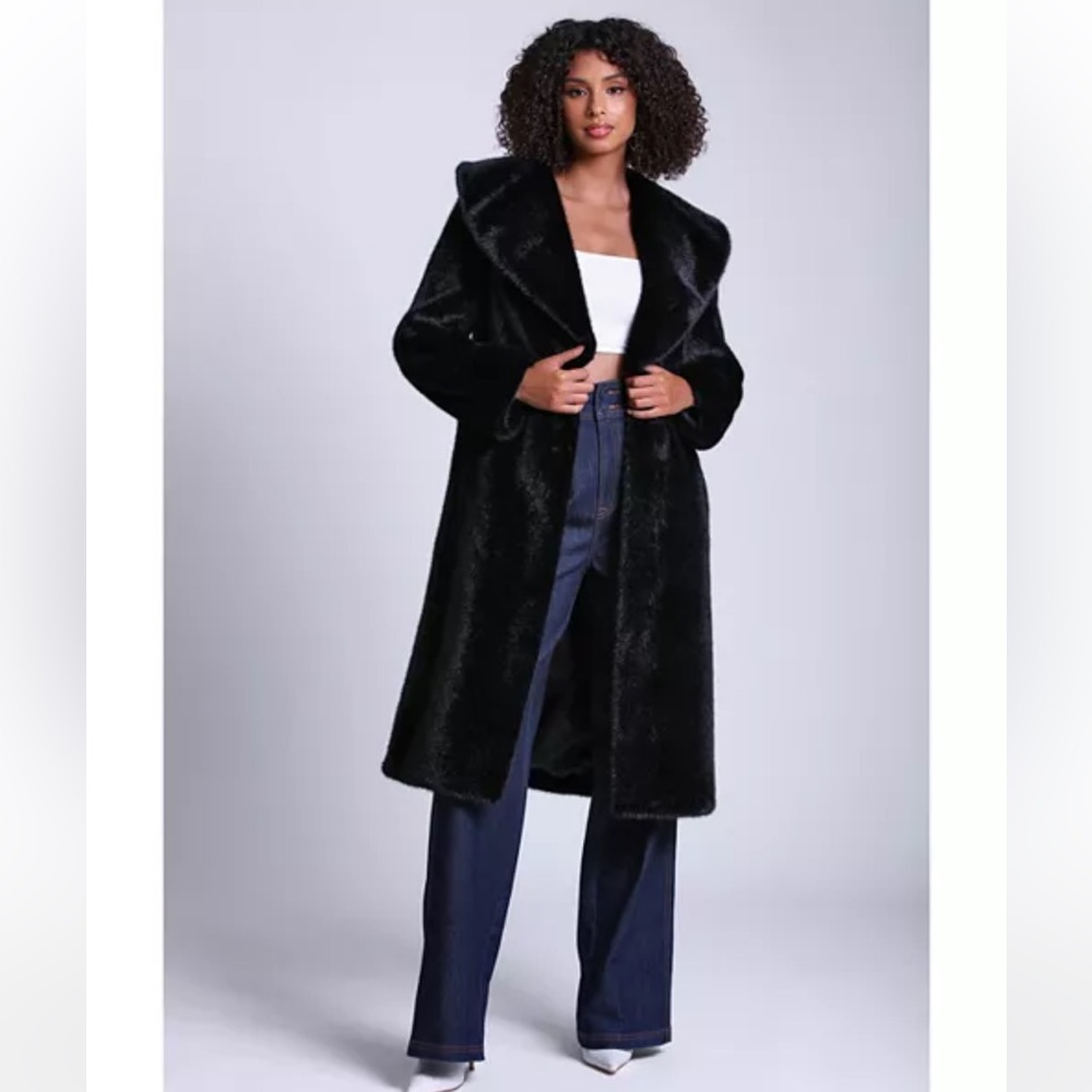 Avec Les Filles Shawl Collar Faux Fur Coat